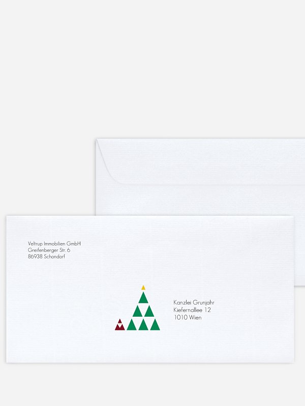Bedruckte Umschläge geschäftl. Weihnachten Treeangle Premium