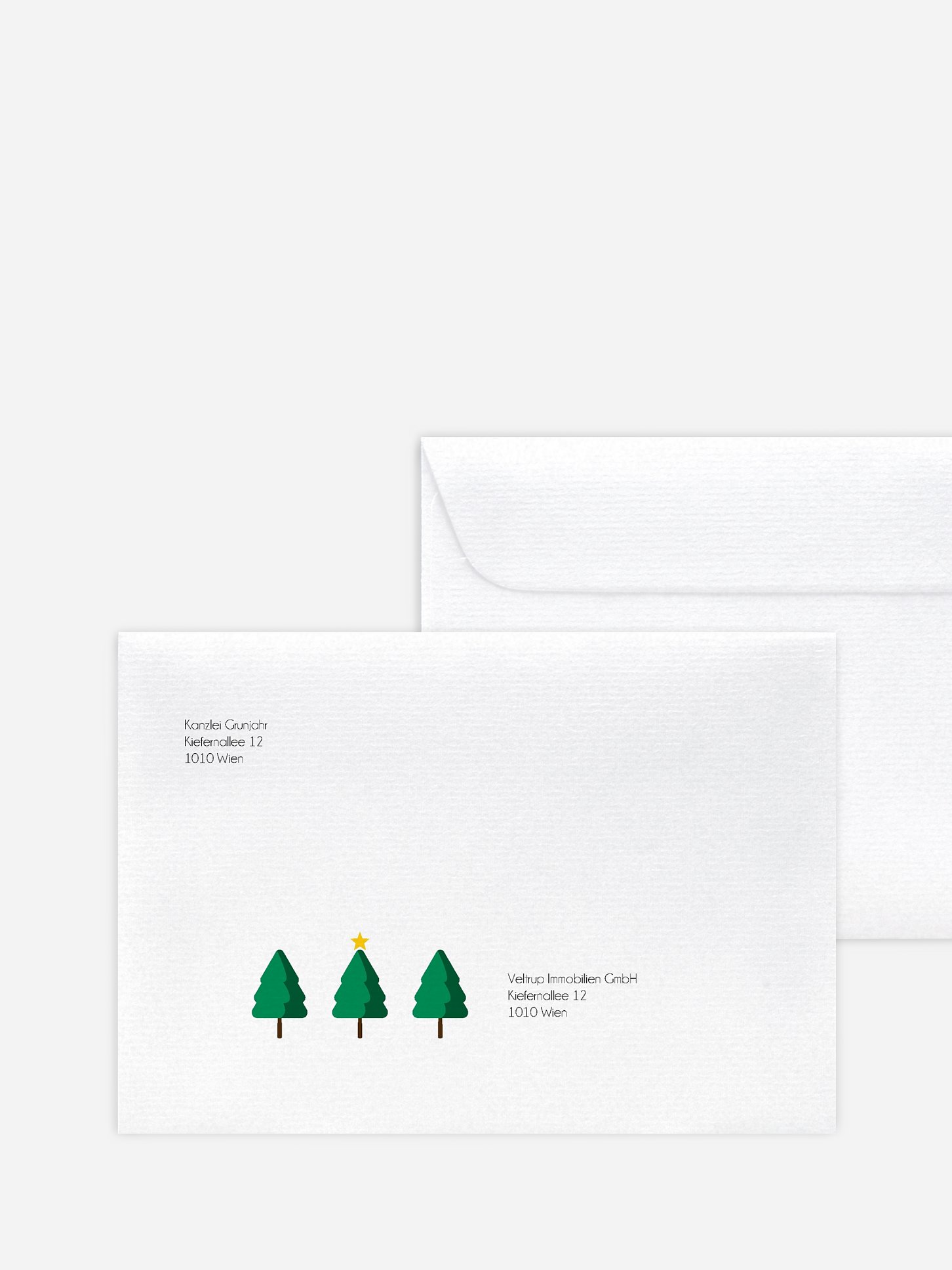 Bedruckte Umschläge geschäftl. Weihnachten Yoga Baum