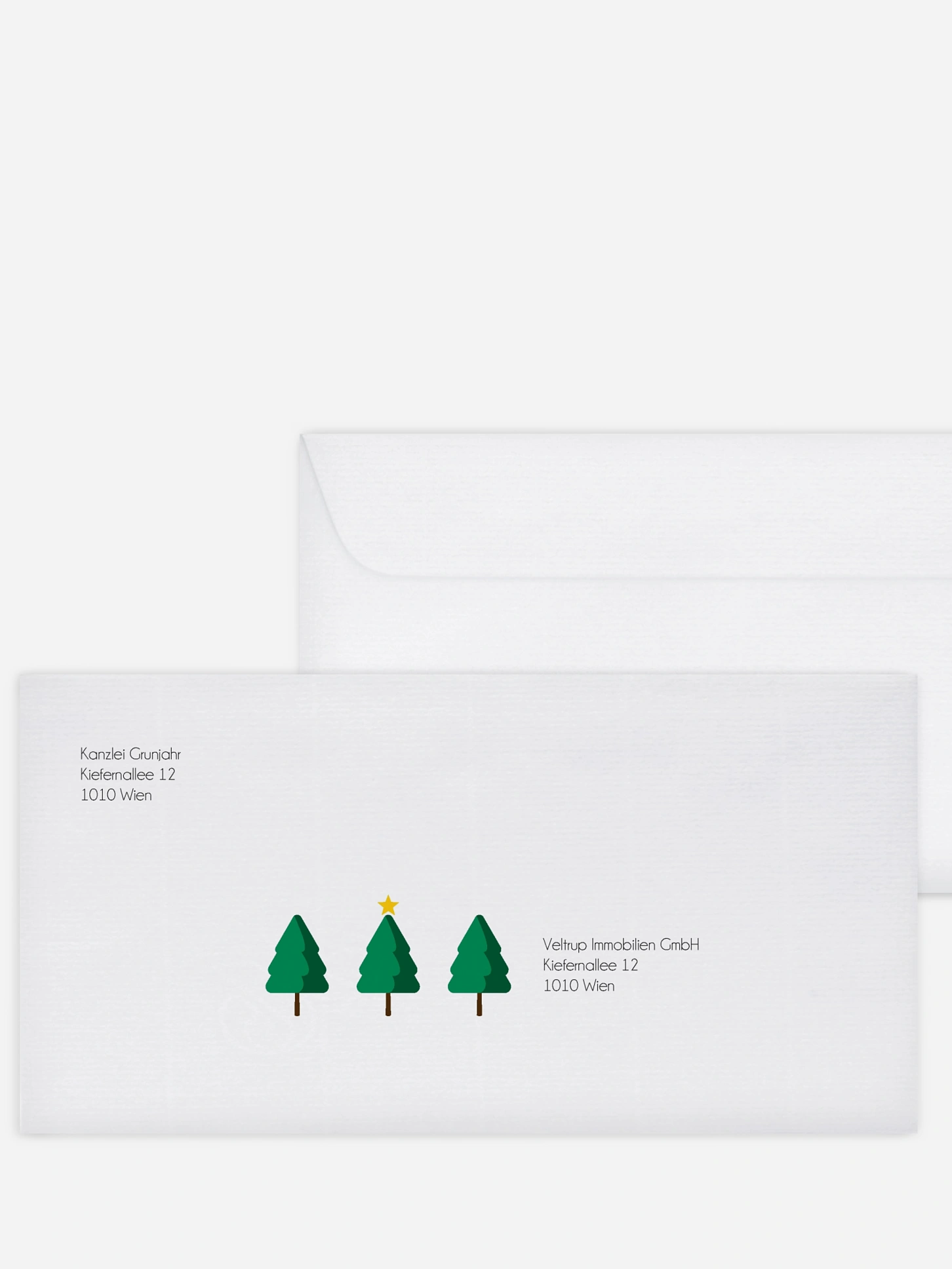 Bedruckte Umschläge geschäftl. Weihnachten Yoga Baum