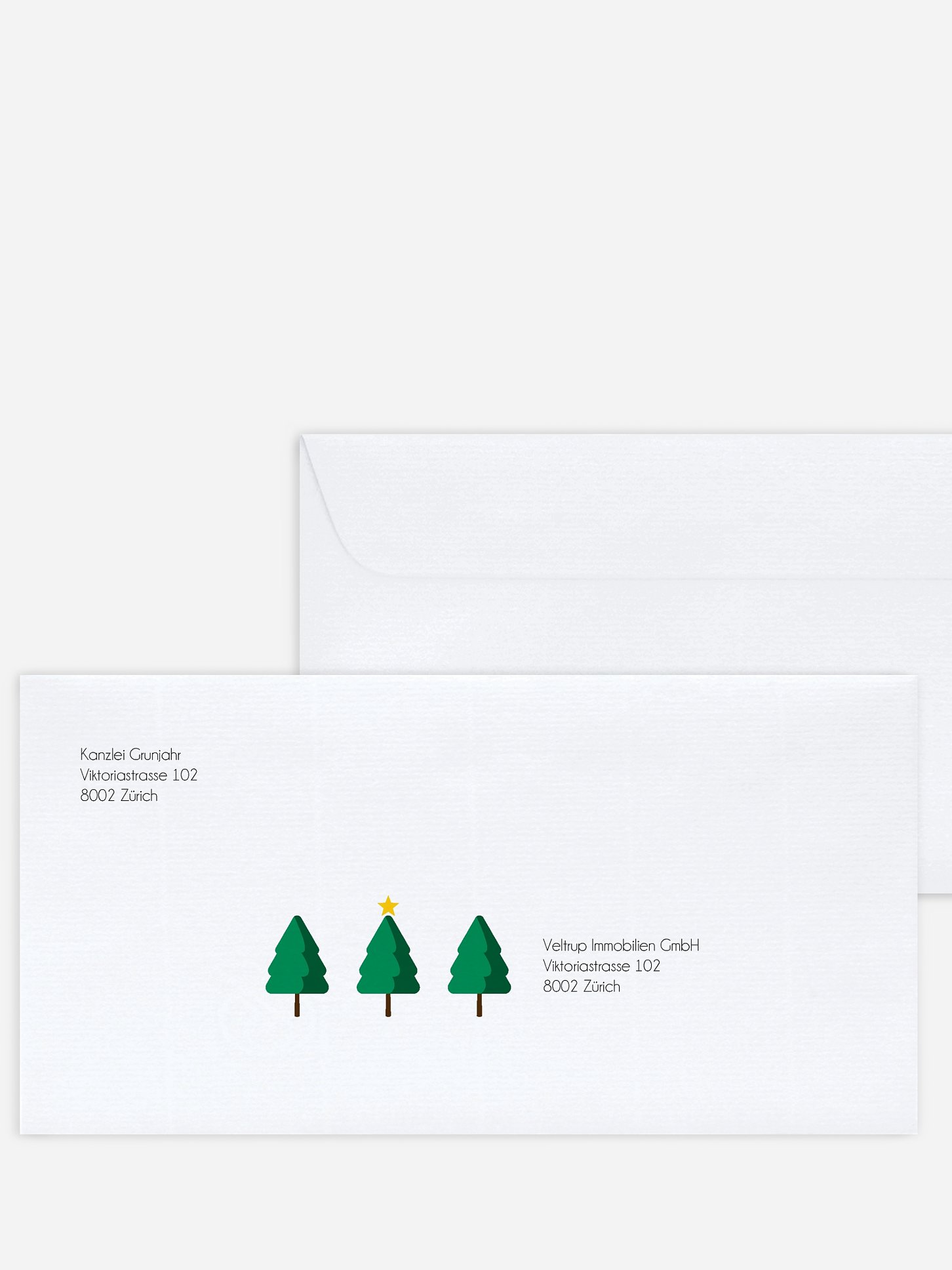 Bedruckte Umschläge geschäftl. Weihnachten Yoga Baum