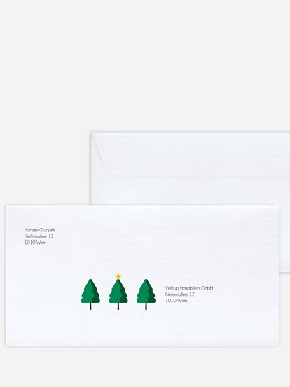 Bedruckte Umschläge geschäftl. Weihnachten Yoga Baum