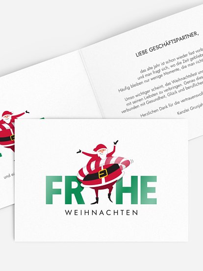 Geschäftliche Weihnachtskarte Hula Happy