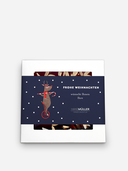 Schokobox geschäftlich Rentier mit Einrad