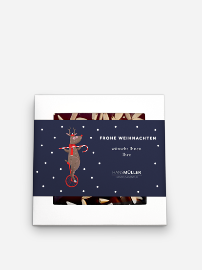 Schokobox geschäftlich Rentier mit Einrad