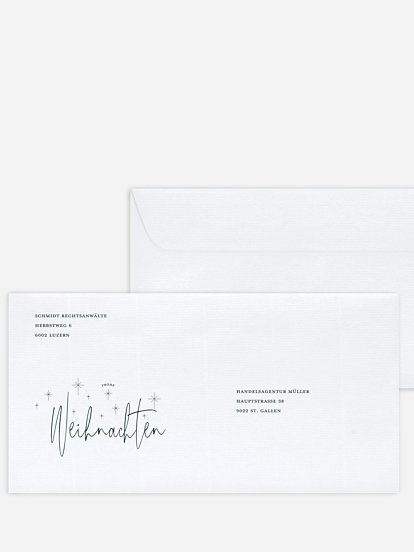 Bedruckte Umschläge geschäftl. Weihnachten Baumzauber
