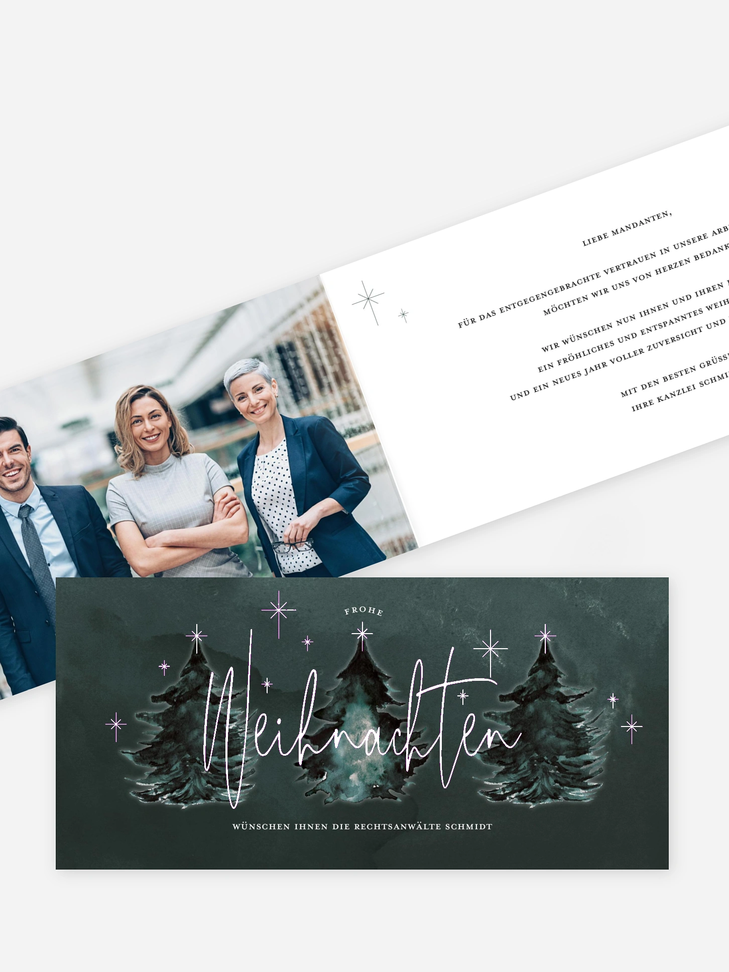 Geschäftliche Weihnachtskarte Baumzauber