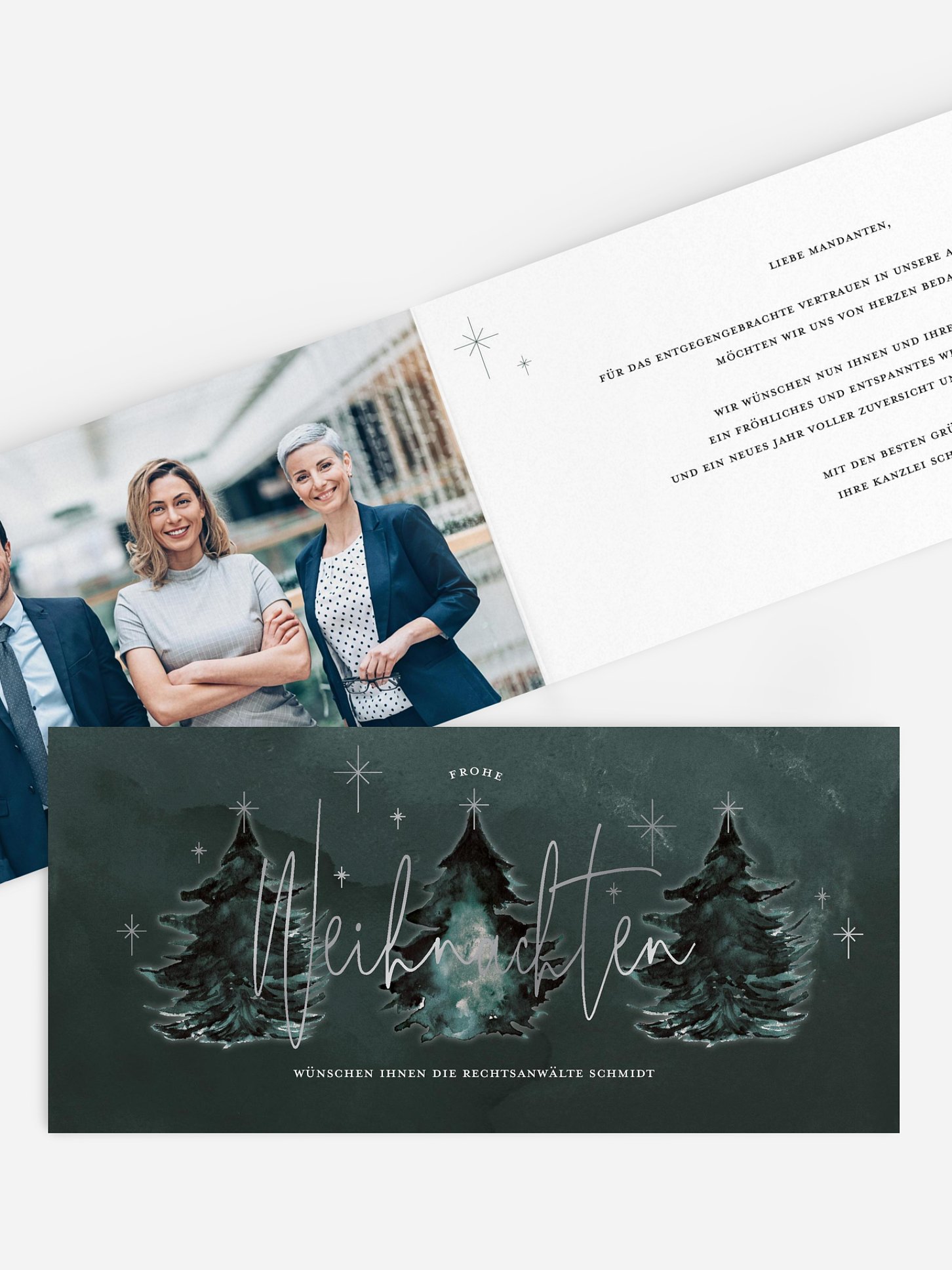 Geschäftliche Weihnachtskarte Baumzauber