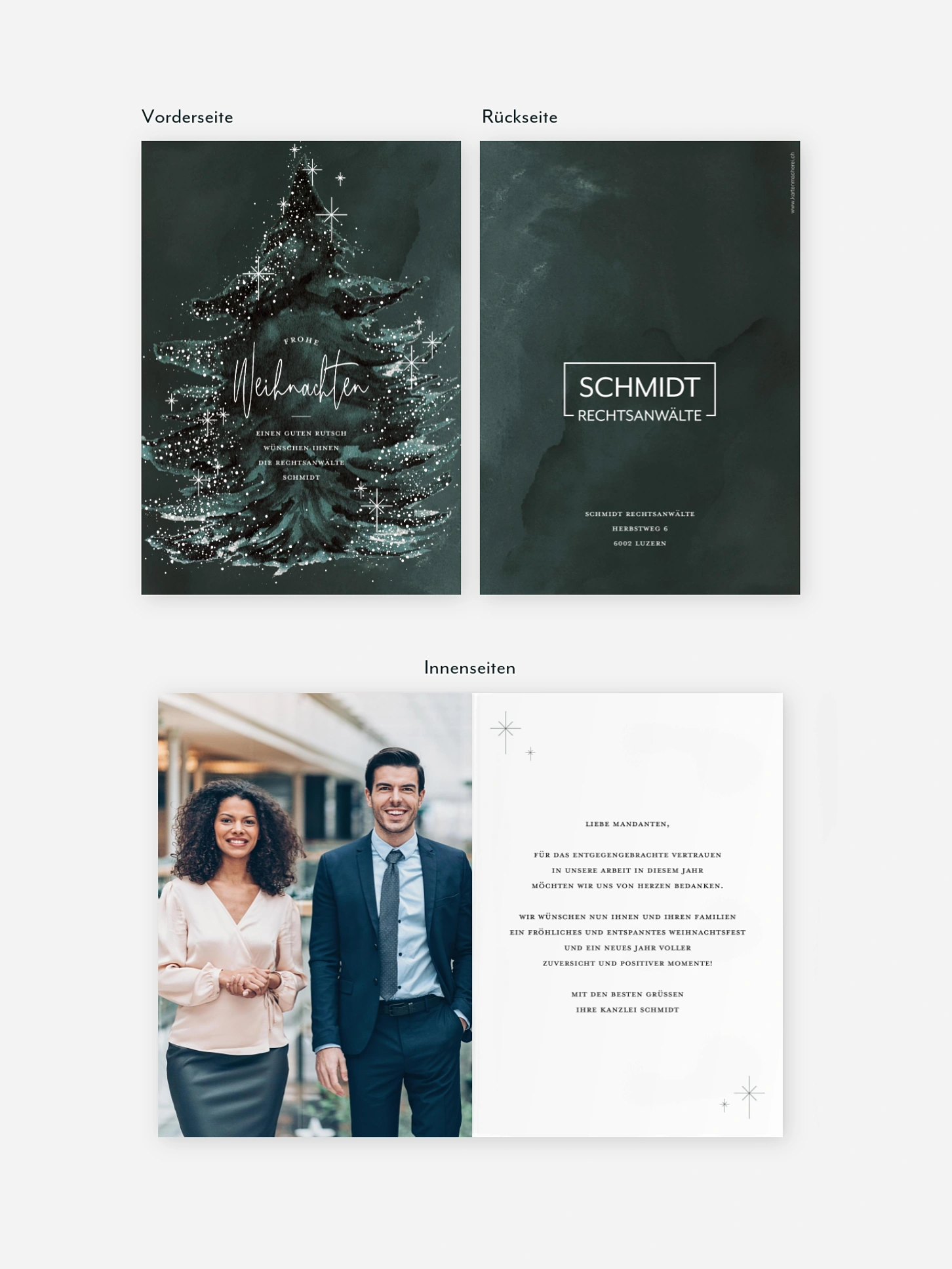Geschäftliche Weihnachtskarte Baumzauber