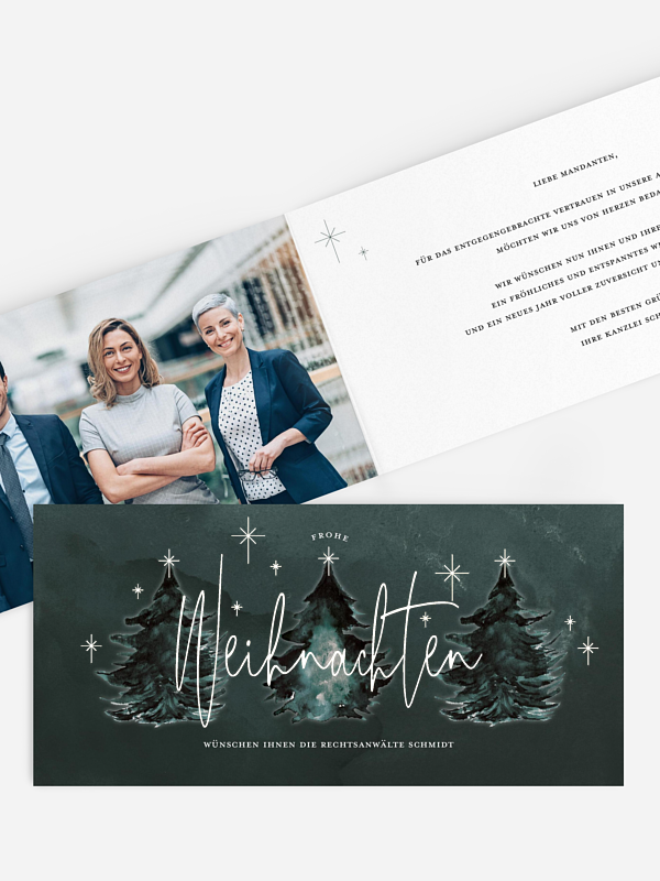 Geschäftliche Weihnachtskarte Baumzauber