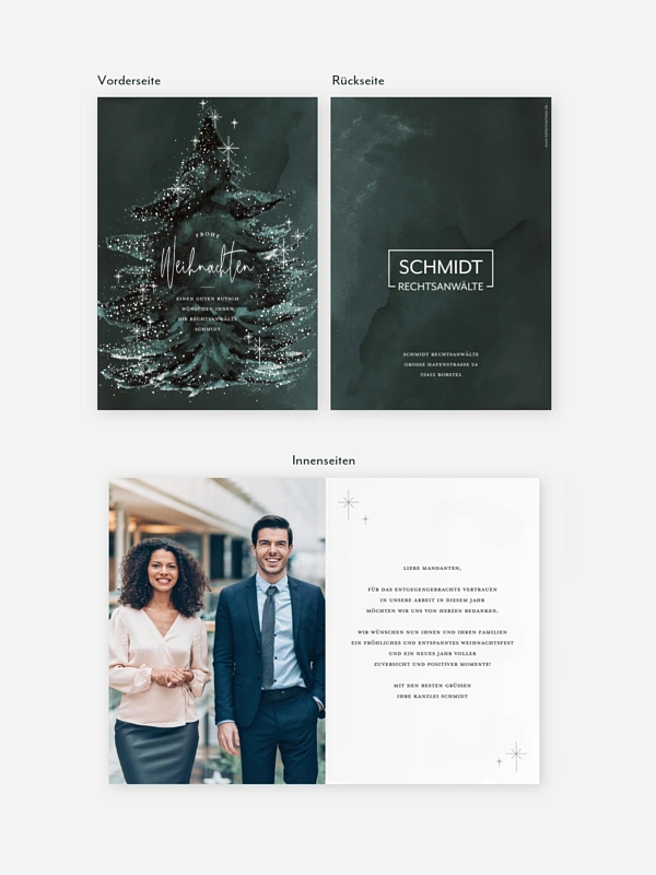 Geschäftliche Weihnachtskarte Baumzauber