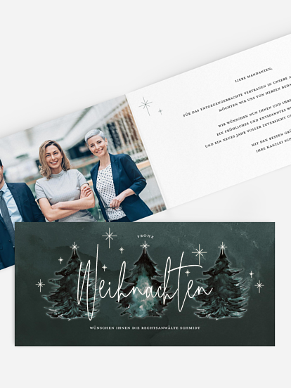 Geschäftliche Weihnachtskarte Baumzauber
