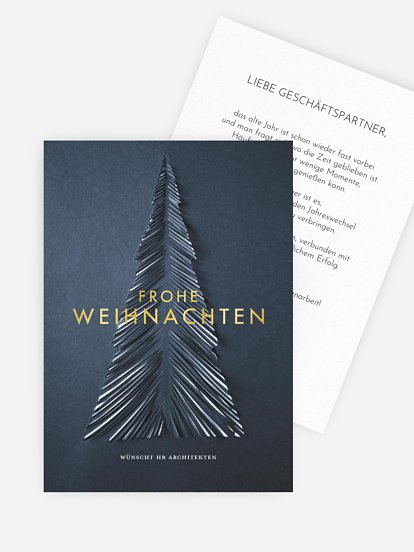 Geschäftliche Weihnachtskarte Papiertannenbaum