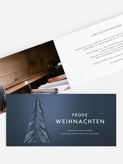 Geschäftliche Weihnachtskarte Papiertannenbaum
