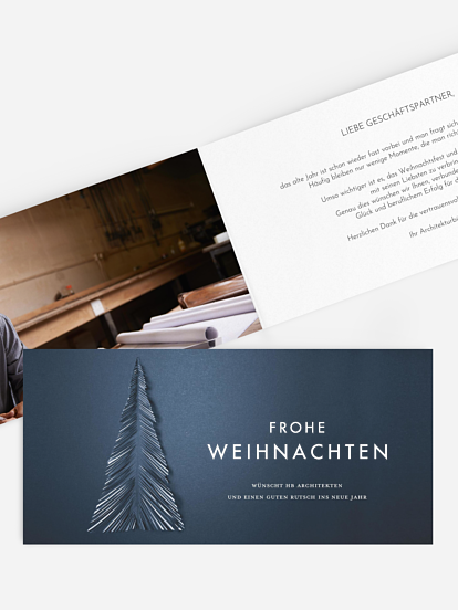 Geschäftliche Weihnachtskarte Papiertannenbaum