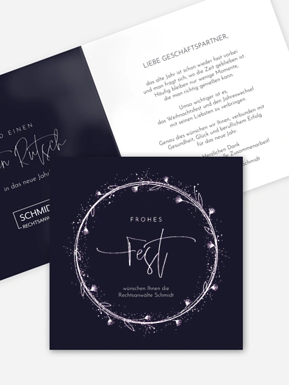 Geschäftliche Weihnachtskarte Goldkranz