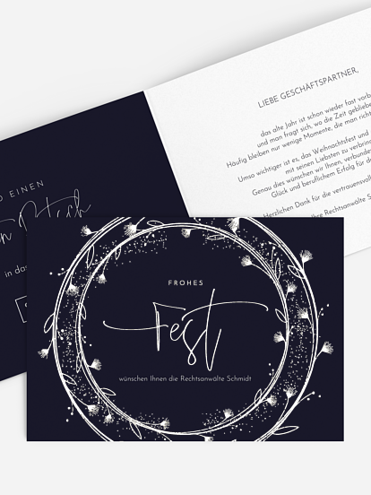 Geschäftliche Weihnachtskarte Goldkranz