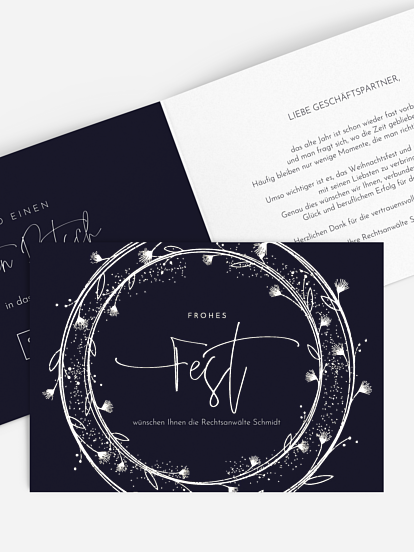 Geschäftliche Weihnachtskarte Goldkranz