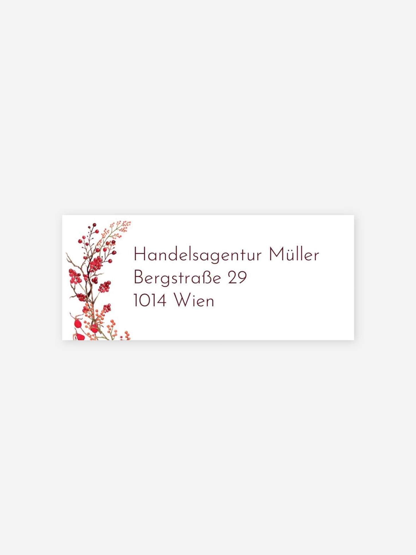 Absenderaufkleber geschäftl. Weihnachten Beerenkranz