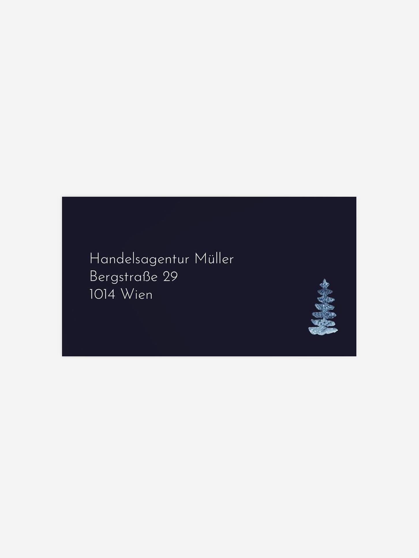 Empfängeraufkleber geschäftl. Weihnachten Blauer Tannenwald