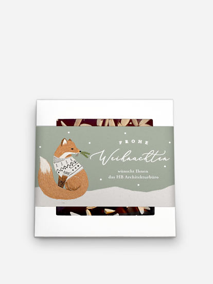 Schokobox geschäftlich Fuchs im Schnee