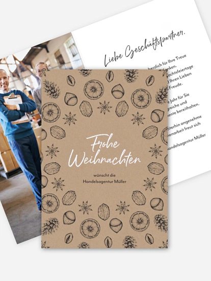 Geschäftliche Weihnachtskarte Nüsschen
