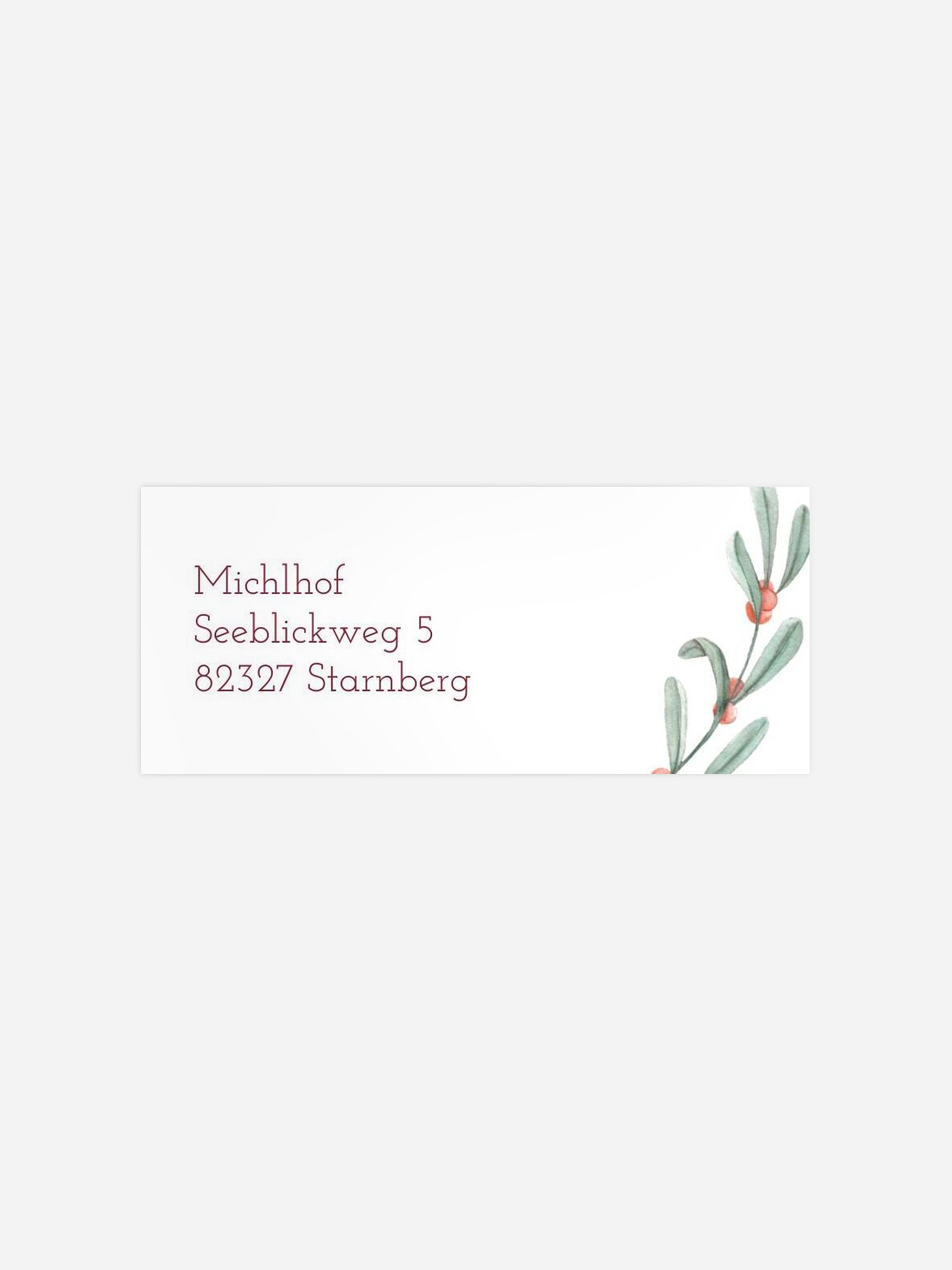 Absenderaufkleber geschäftl. Weihnachten Berries and Greenery