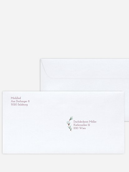 Bedruckte Umschläge geschäftl. Weihnachten Berries and Greenery