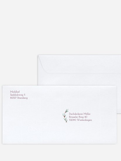 Bedruckte Umschläge geschäftl. Weihnachten Berries and Greenery