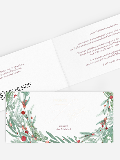 Geschäftliche Weihnachtskarte Berries and Greenery