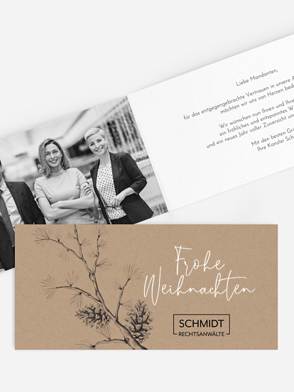 Geschäftliche Weihnachtskarte Pinecone Branch