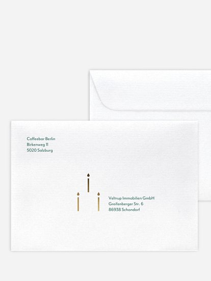 Bedruckte Umschläge geschäftl. Weihnachten Kerzenschein