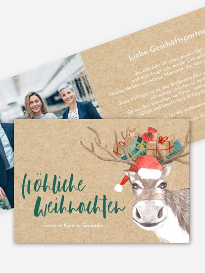 Geschäftliche Weihnachtskarte Reindeer