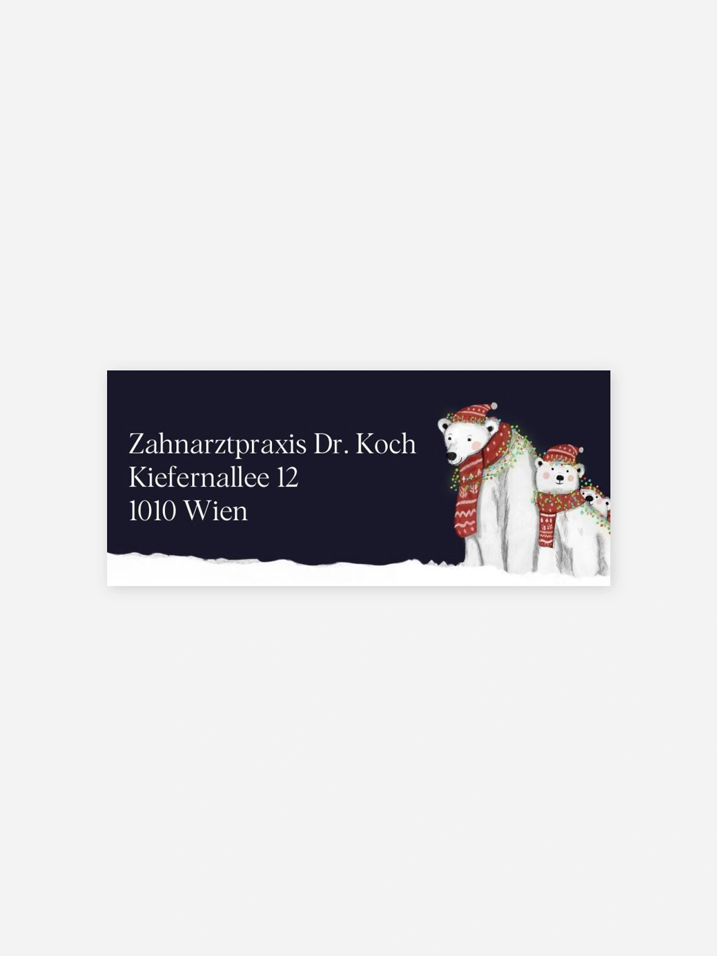 Absenderaufkleber geschäftl. Weihnachten Eisbärenfamilie