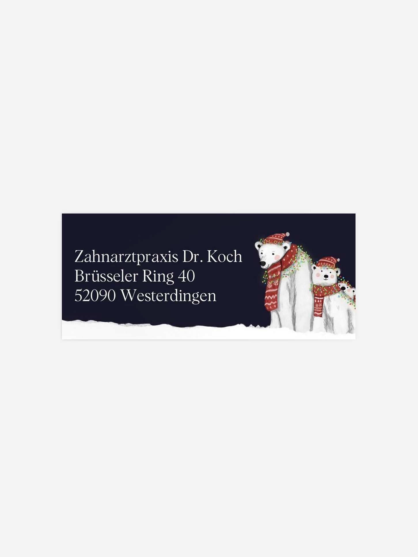 Absenderaufkleber geschäftl. Weihnachten Eisbärenfamilie