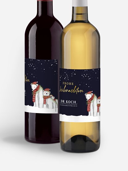 Flaschenetikett geschäftlich Eisbärenfamilie