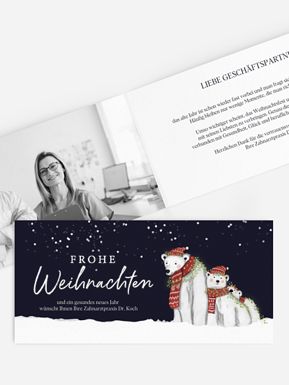 Geschäftliche Weihnachtskarte Eisbärenfamilie