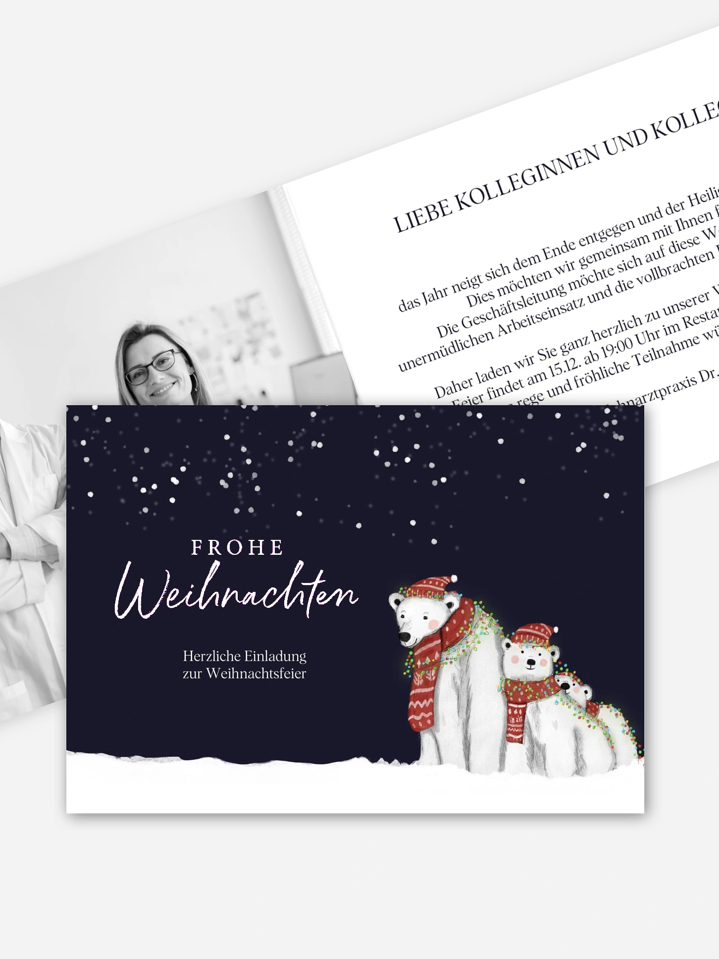 Weihnachtsfeier Eisbärenfamilie