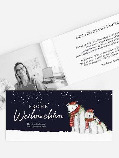 Weihnachtsfeier Eisbärenfamilie