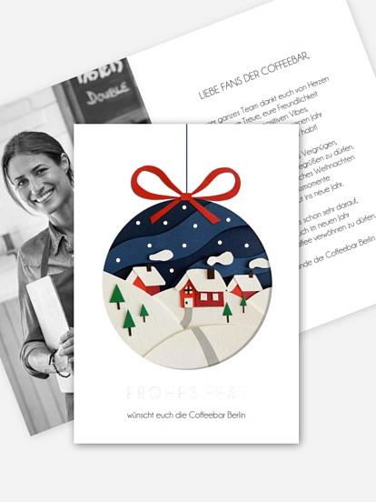 Geschäftliche Weihnachtskarte Papercut Village