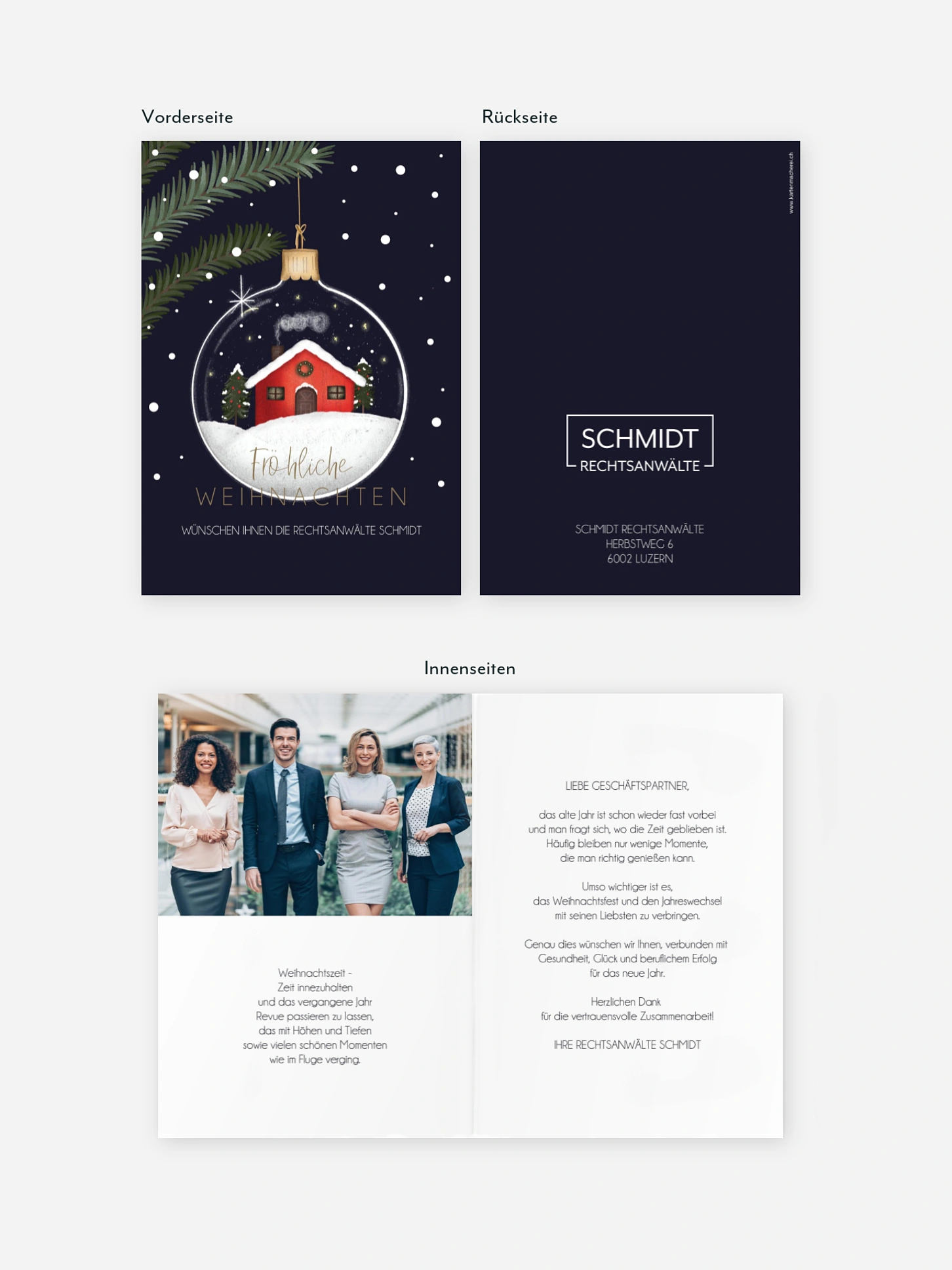 Geschäftliche Weihnachtskarte Redhouse