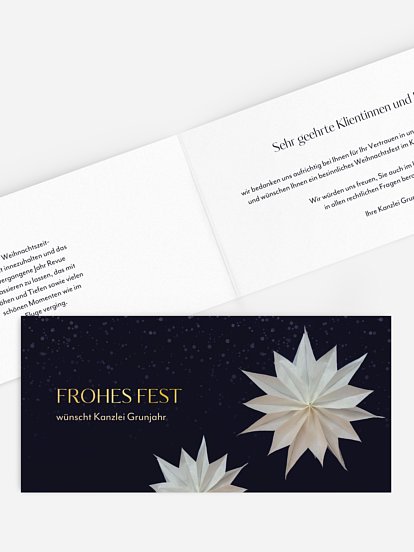 Geschäftliche Weihnachtskarte Faltstern