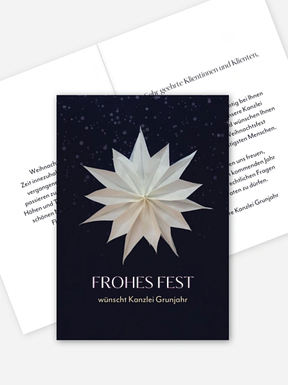 Geschäftliche Weihnachtskarte Faltstern