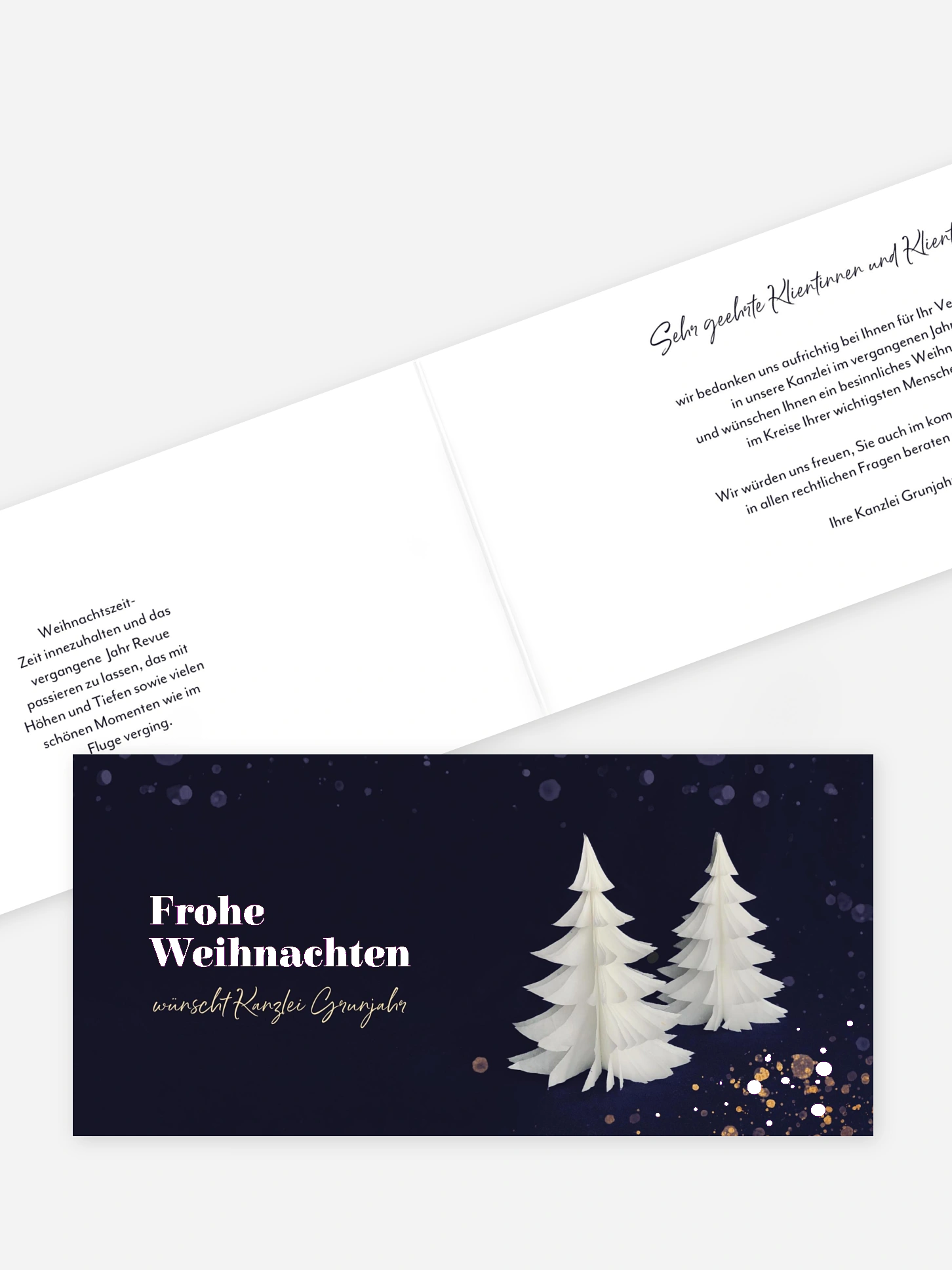 Geschäftliche Weihnachtskarte Papierbaum