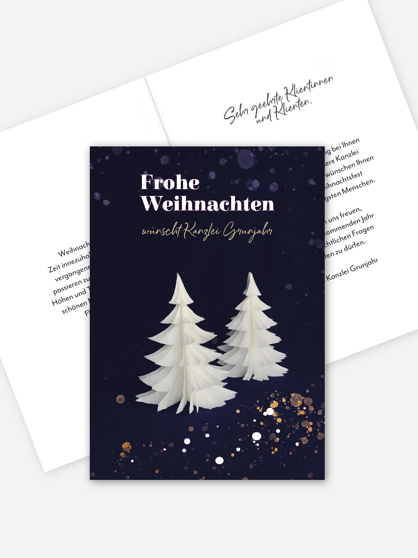 Geschäftliche Weihnachtskarte Papierbaum