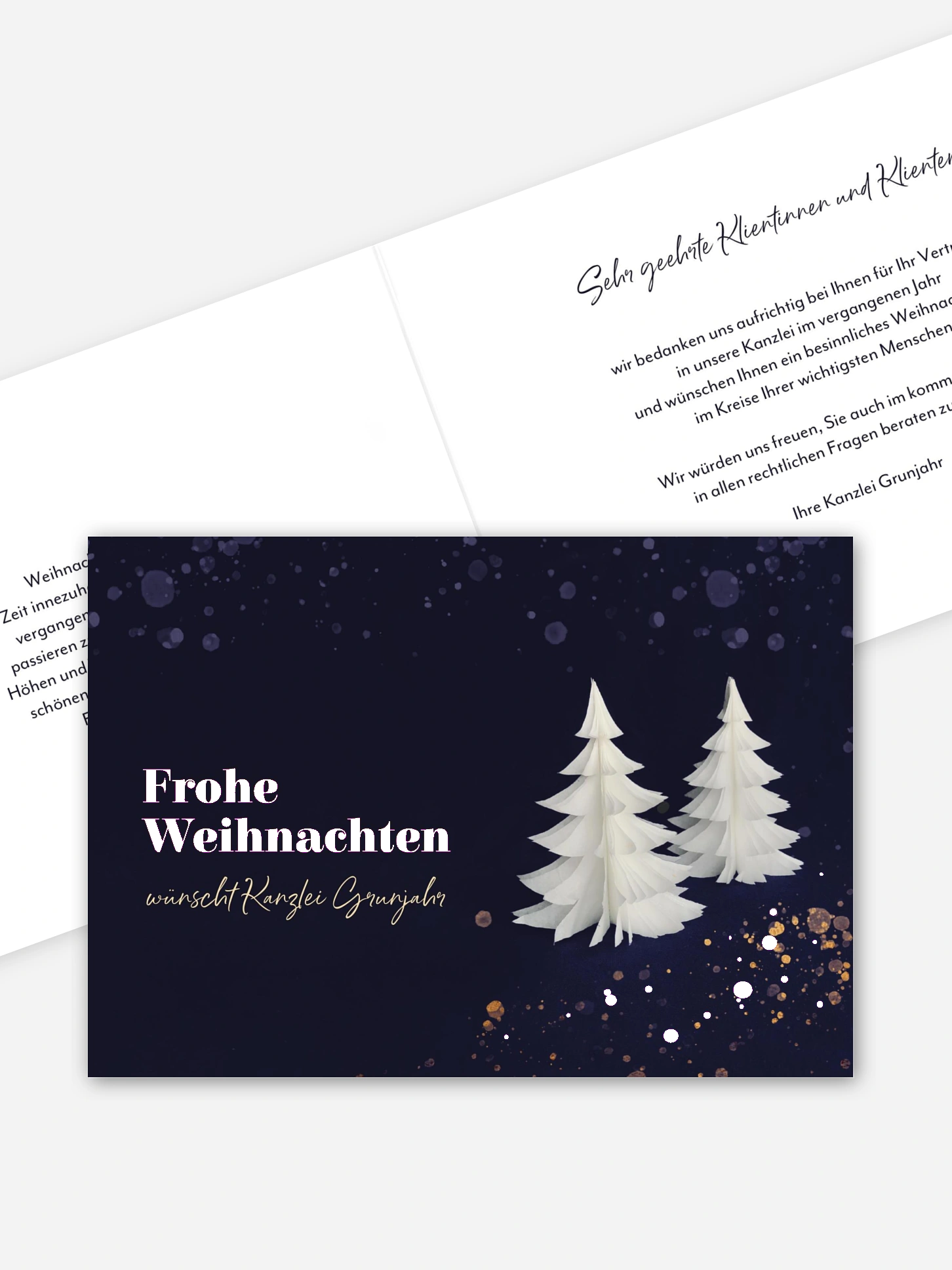 Geschäftliche Weihnachtskarte Papierbaum