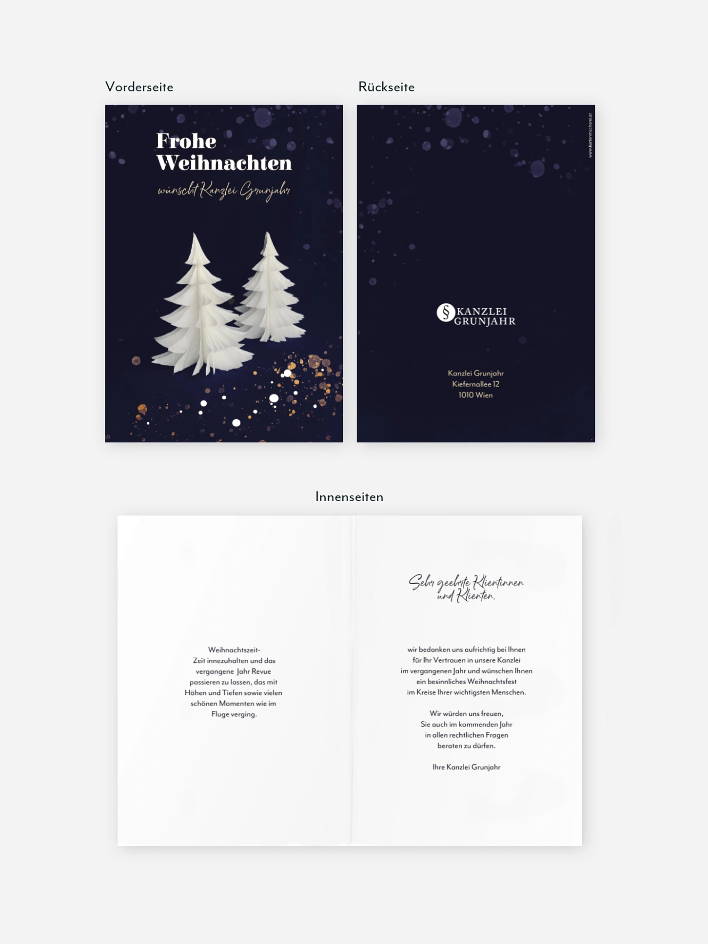 Geschäftliche Weihnachtskarte Papierbaum