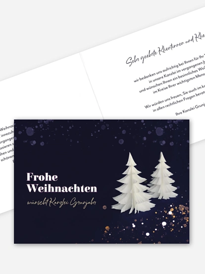 Geschäftliche Weihnachtskarte Papierbaum