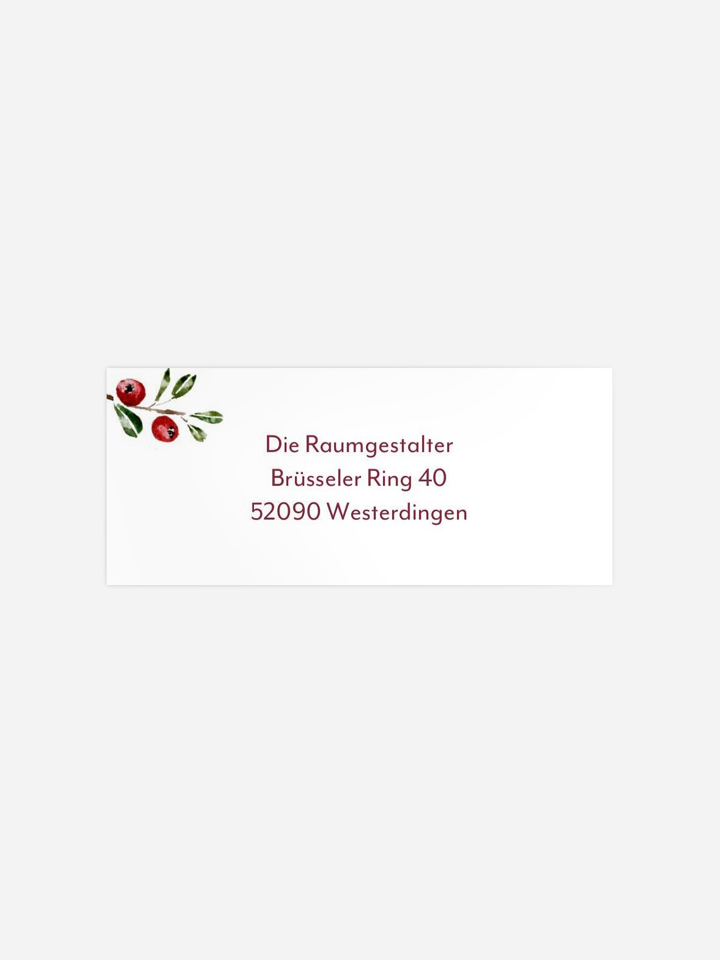 Absenderaufkleber geschäftl. Weihnachten Branch Wreath