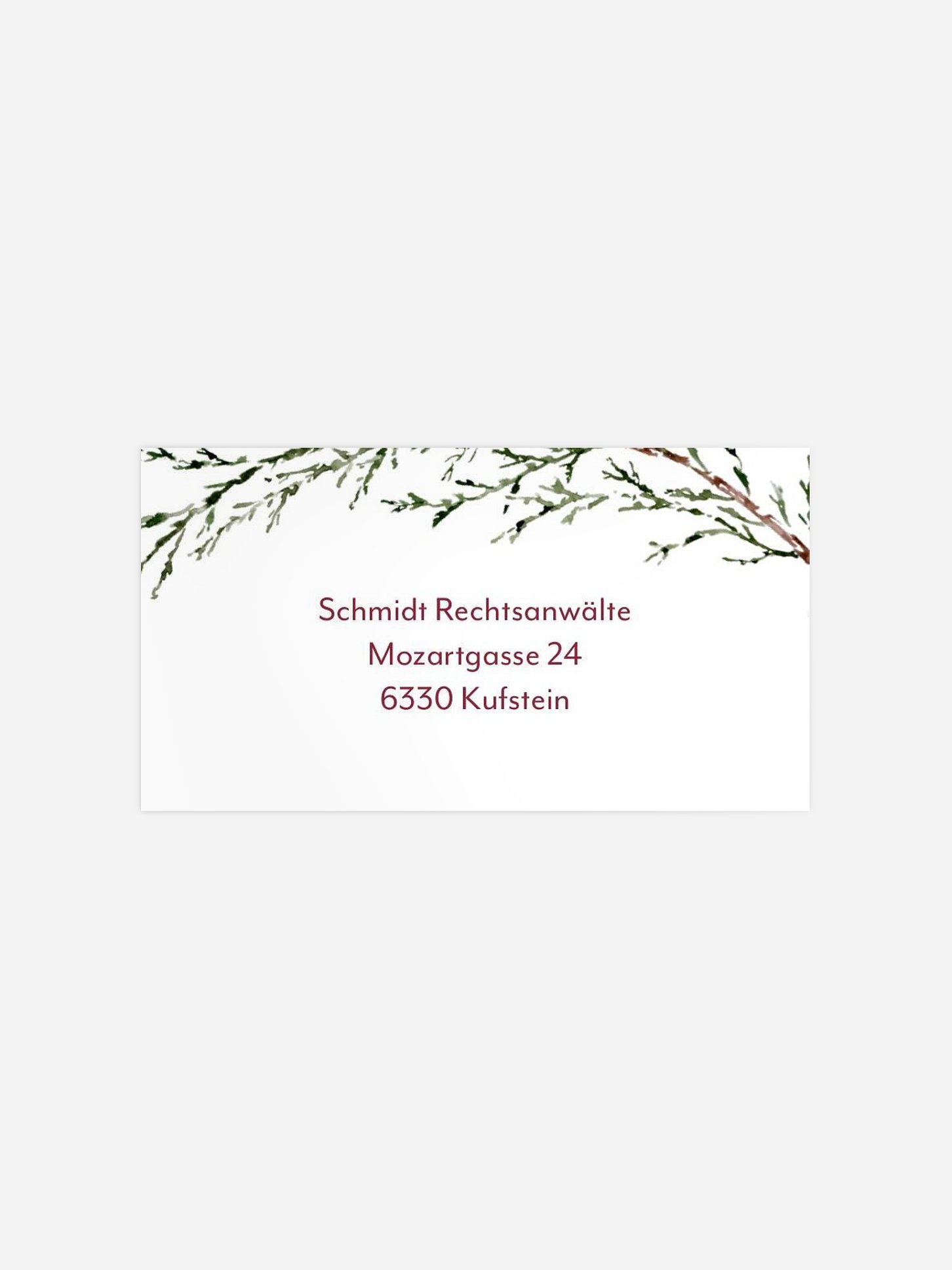 Empfängeraufkleber geschäftl. Weihnachten Branch Wreath