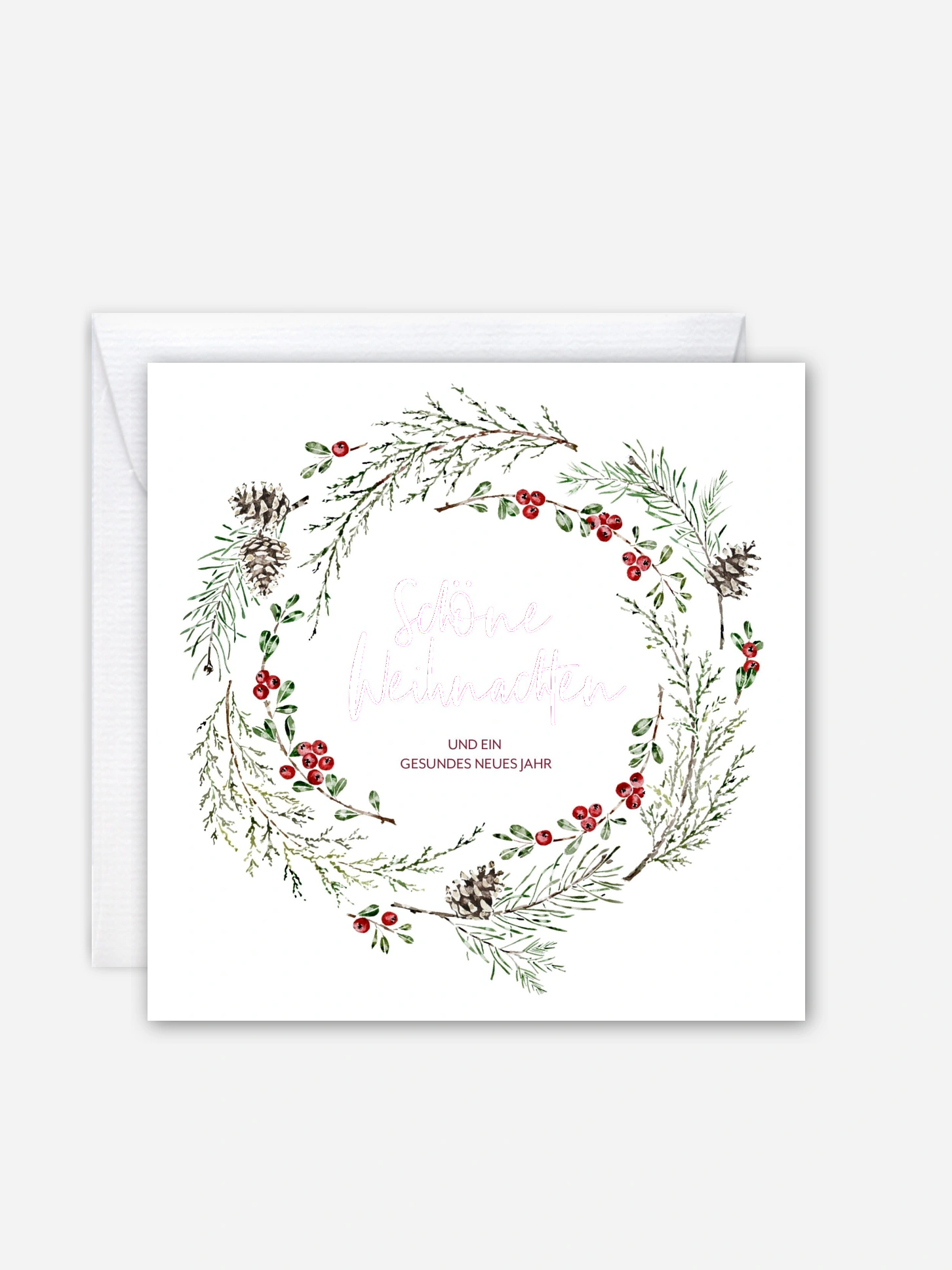 Geschäftliche Weihnachtskarte Branch Wreath